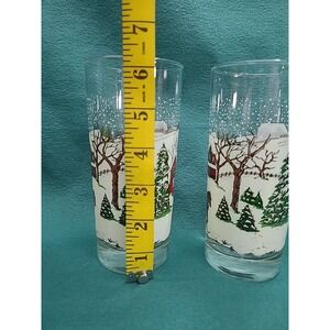 Vintage Libbey Currier‎ and Ives Tumbler Glasses Winter Scene